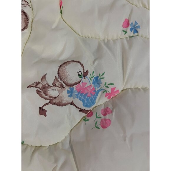 Vintage JCPenney Crib Quilt & Pillow Set Lace Edge Floral Baby Blanket Nursery - Picture 12 of 16